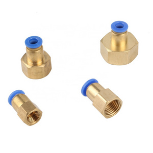 Garden Irrigation Brass Pneumatic Tube Hose Female Straight Air Fitting 6mm To 1/4" 1/2" 1/8" 3/8" Push In Quick Connectors