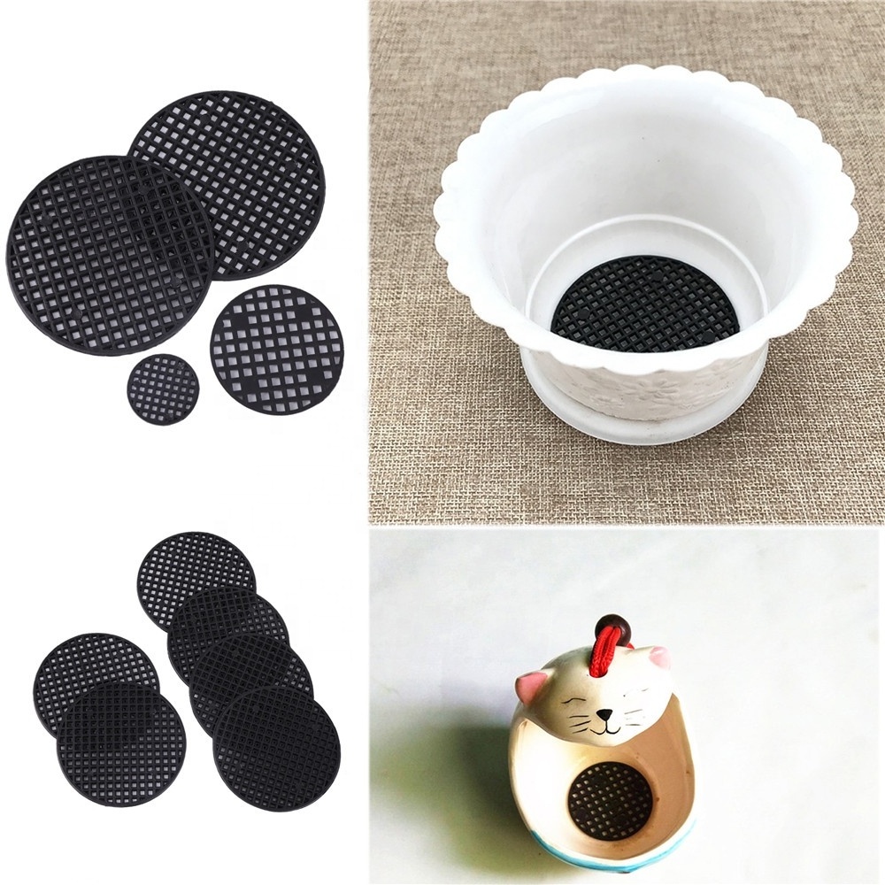 2.5/4.5/7.5cm Round Flowerpot Bottom Drainage Hole Grid Mat Netting Breathable Leakproof Fixed Soil Gasket