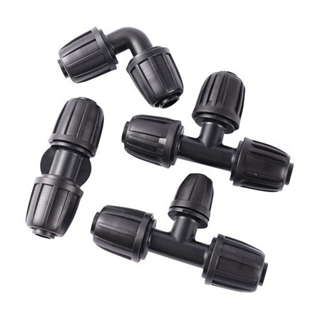 16mm PE Pipe Micro Drip Irrigation Pipe Fitting TEE Straight Elbow Locked Water Irrigation Drip Connector