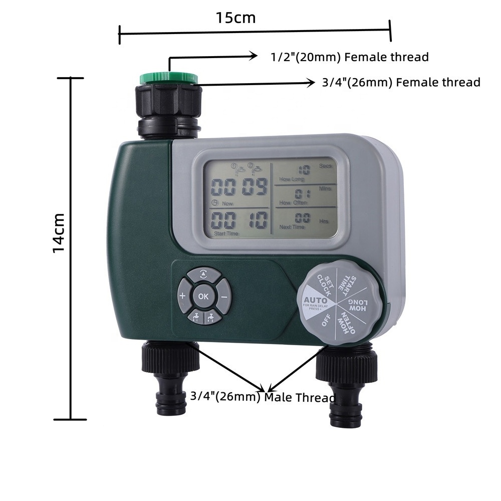 2 Outlet Digital Water Irrigation Timer Garden Lawn Automatic Watering System Irrigation Controller