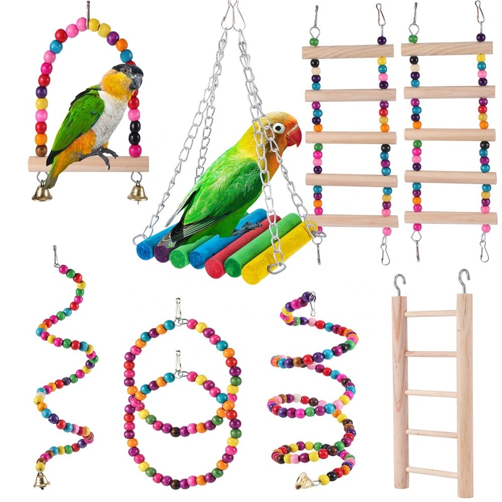 Pet Bird Swing Chewing Training Toys Small Parrot Hanging Hammock Parrot Climbing Ladder Pet Supplies