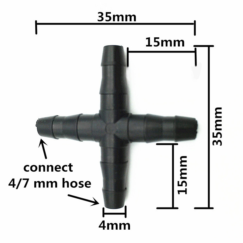 Irrigation Fittings Kit, Drip Barbed Connectors for 1/4 Inch Water Hose Connectors, 4 Way Coupling for Garden Lawn Drip Systems