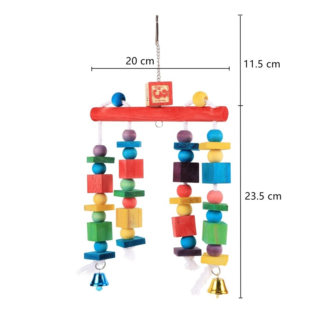 Colorful Parrot Bird Gnawing Toy Hanging Cage Swing Station Ladder Toys