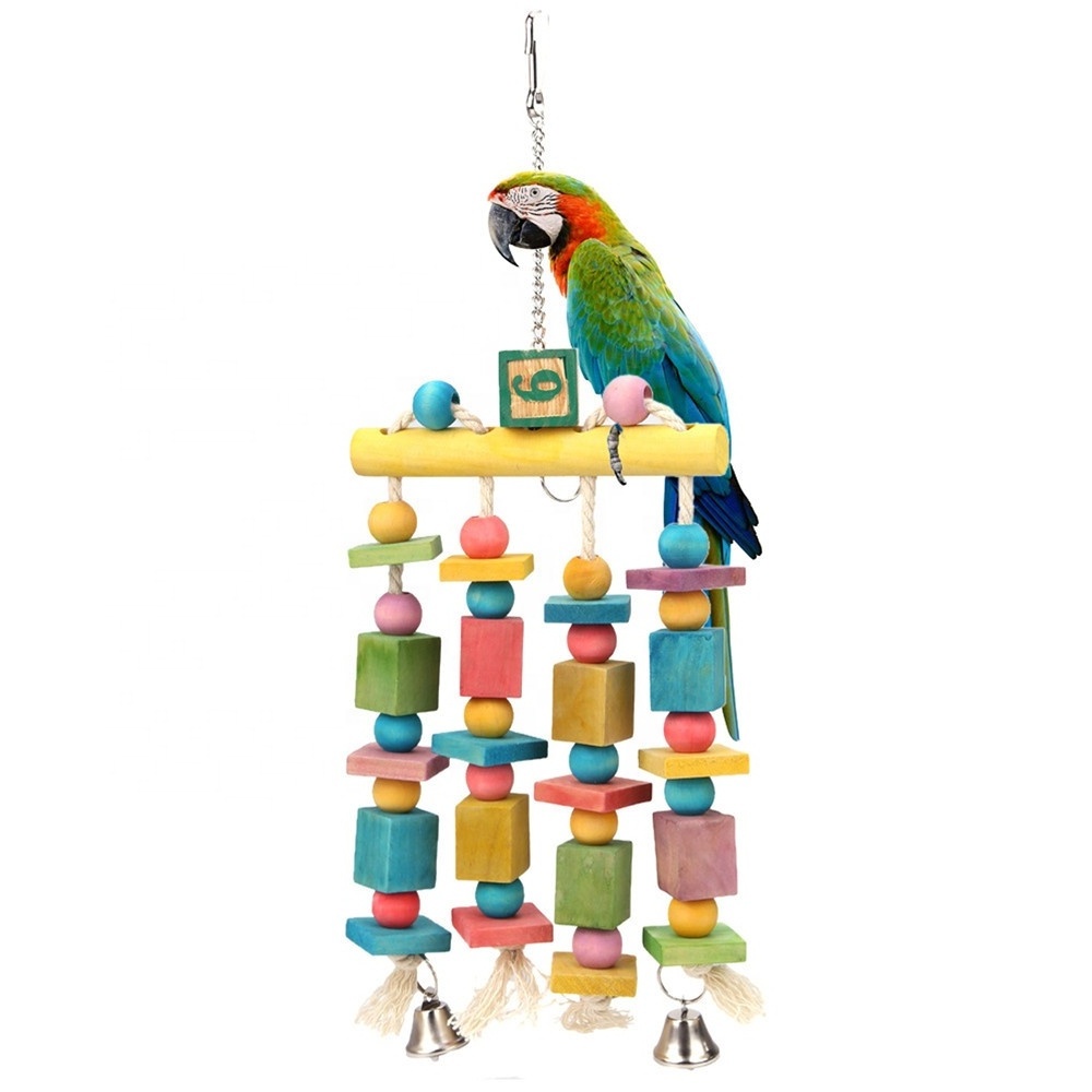 Colorful Parrot Bird Gnawing Toy Hanging Cage Swing Station Ladder Toys