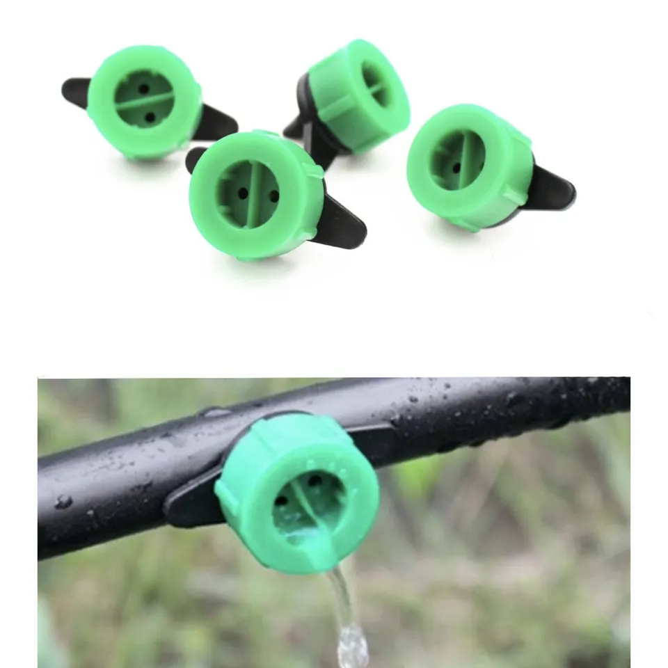 Adjustable Green Drip 2 Hole Garden Irrigation Water Saving Flow Dripper