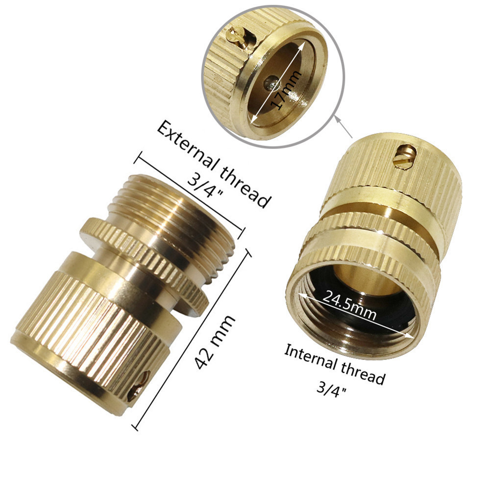 Brass 3/4 inch Male Female Thread Car Wash Water Gun Connector Garden Hose Quick Connector