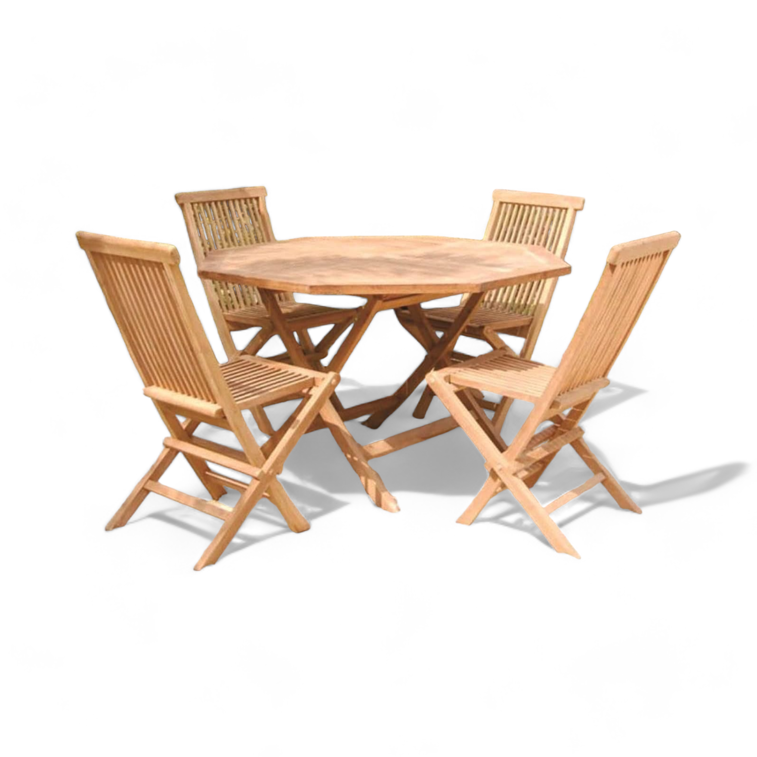 Teak Garden Table and Chairs set with folding design Solid Wood Round Dining Tables set 4 Chairs for Garden Furniture