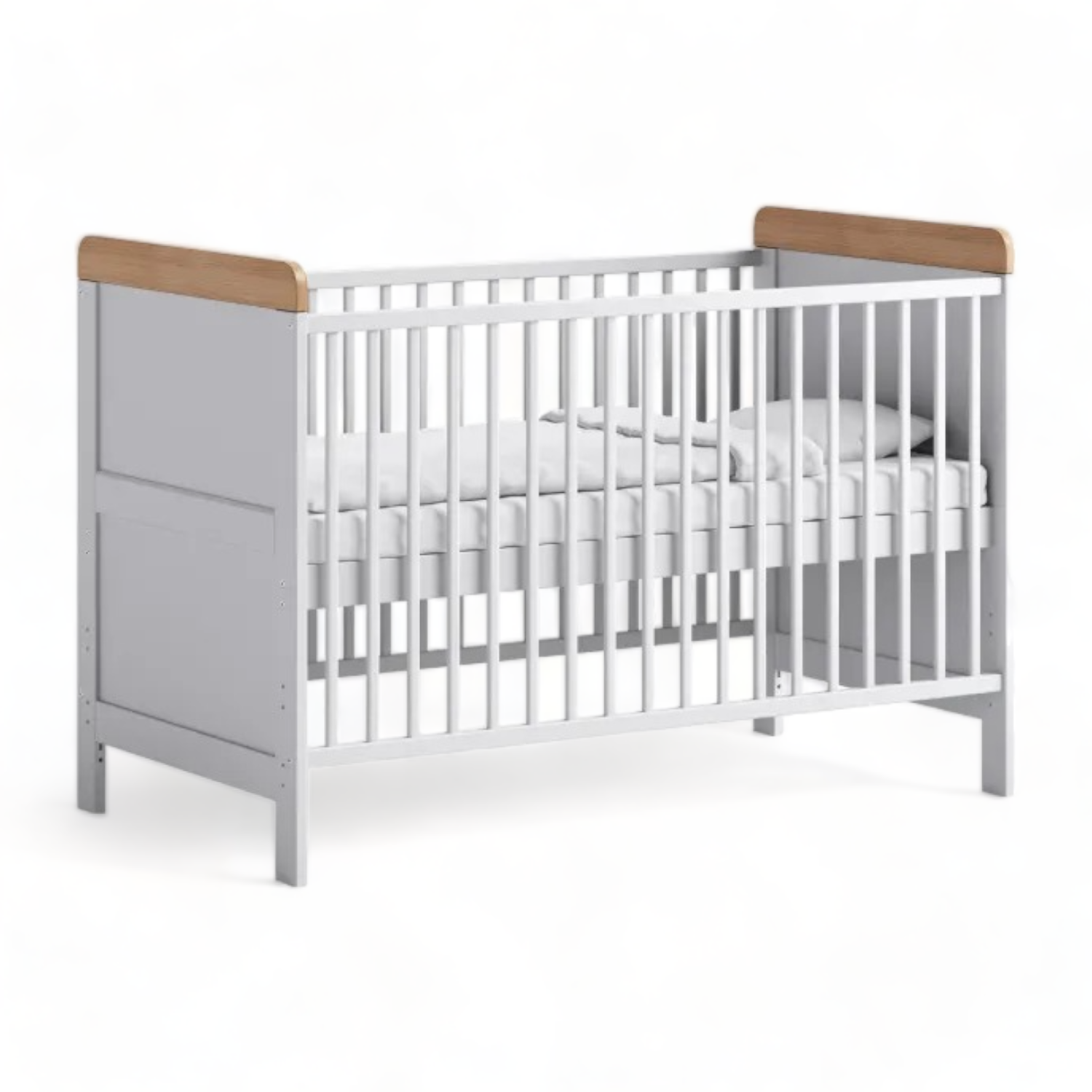 White Kid's Furniture Solid Wood Baby Crib Beds in Modern Style Small Child beds for Mattress size 140x70 cm Wooden Bed for Baby