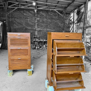 Living Room Furniture from Jepara Indonesia High Quality Modern Solid Wood Teak Shoe Rack Cabinet for Home Wooden Shoe Storage