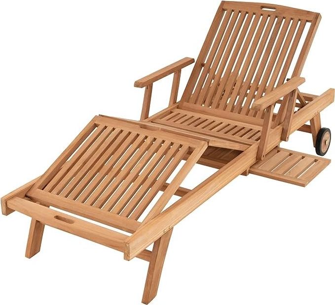 Classic Swimming Pool Teak Wood Sun Lounger Outdoor Furniture  Patio Chaise Lounge Chair - Relaxing Lounger