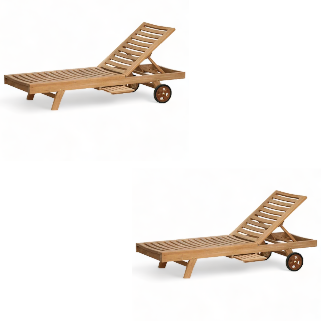 Teak Garden furniture beach swimming chaise lounge bed pool outdoor furniture sun lounger with wheels from Indonesia