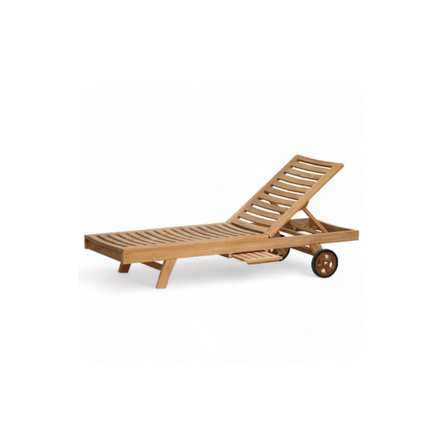 Teak Garden furniture beach swimming chaise lounge bed pool outdoor furniture sun lounger with wheels from Indonesia