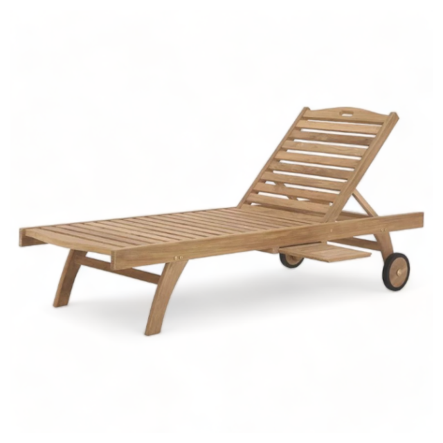 Modern Design Teak Sun Lounger Comfortable Outdoor Solid Wood Sunbed for Hotel Pool and Beach Relaxing Garden Patio Furniture