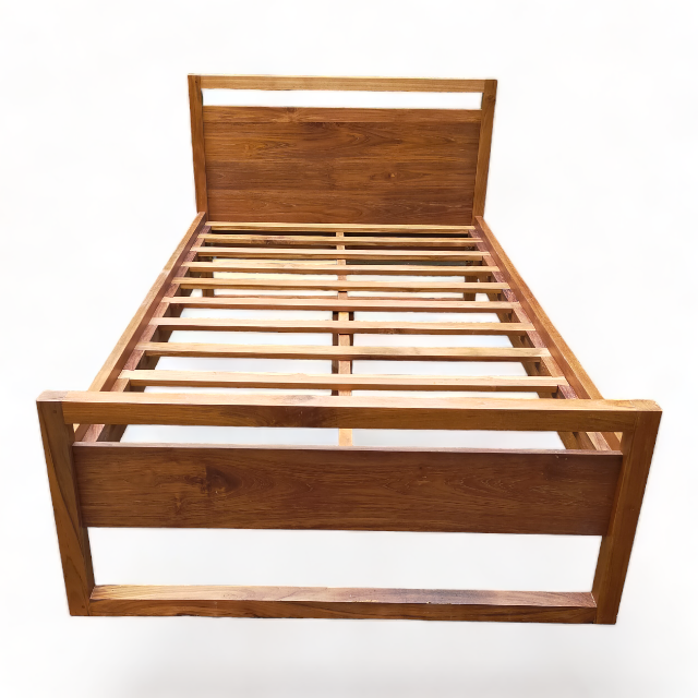 Modern Wooden Teak Bed Custom Mattress in Strong Wood Based Twin Bedroom Furniture Teak Wood Single Bed Frame