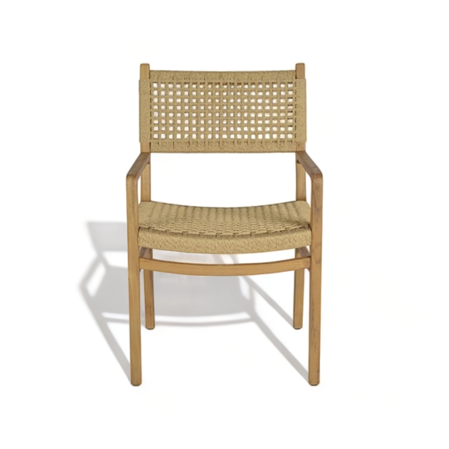 Modern Design Teak Patio Furniture in Solid Teak Outdoor Chair with Hand woven Rope for Home Garden Park Wooden Dining Chair