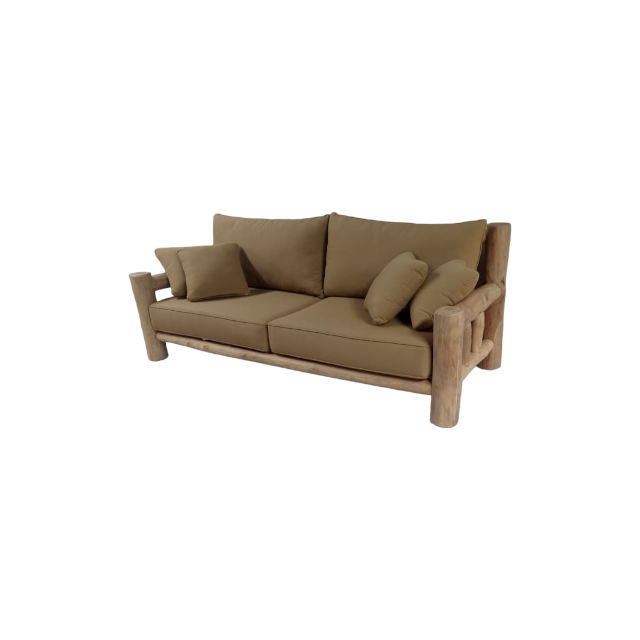 Tropical Single Garden Sofa in Solid Teak Log Wood Garden Furniture with Living Room Sofa Outdoor Boho Furniture for Hotel Lobby