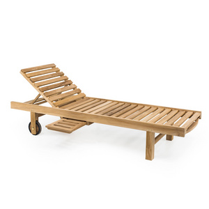 Modern Outdoor Furniture Sunbeds Beach Teak Wood Sun Loungers Patio Sunbeds for Hotel Garden Pool Chair Sun Lounger with Wheels