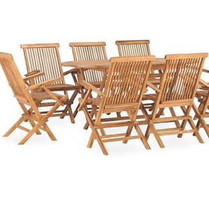 Cheap Teak Folding Outdoor Dining Set Foldable Garden Furniture Wood Dining Room Set Patio Dining Table set for  8 Arm Chairs