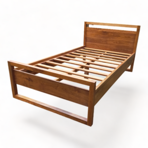 Modern Wooden Teak Bed Custom Mattress in Strong Wood Based Twin Bedroom Furniture Teak Wood Single Bed Frame