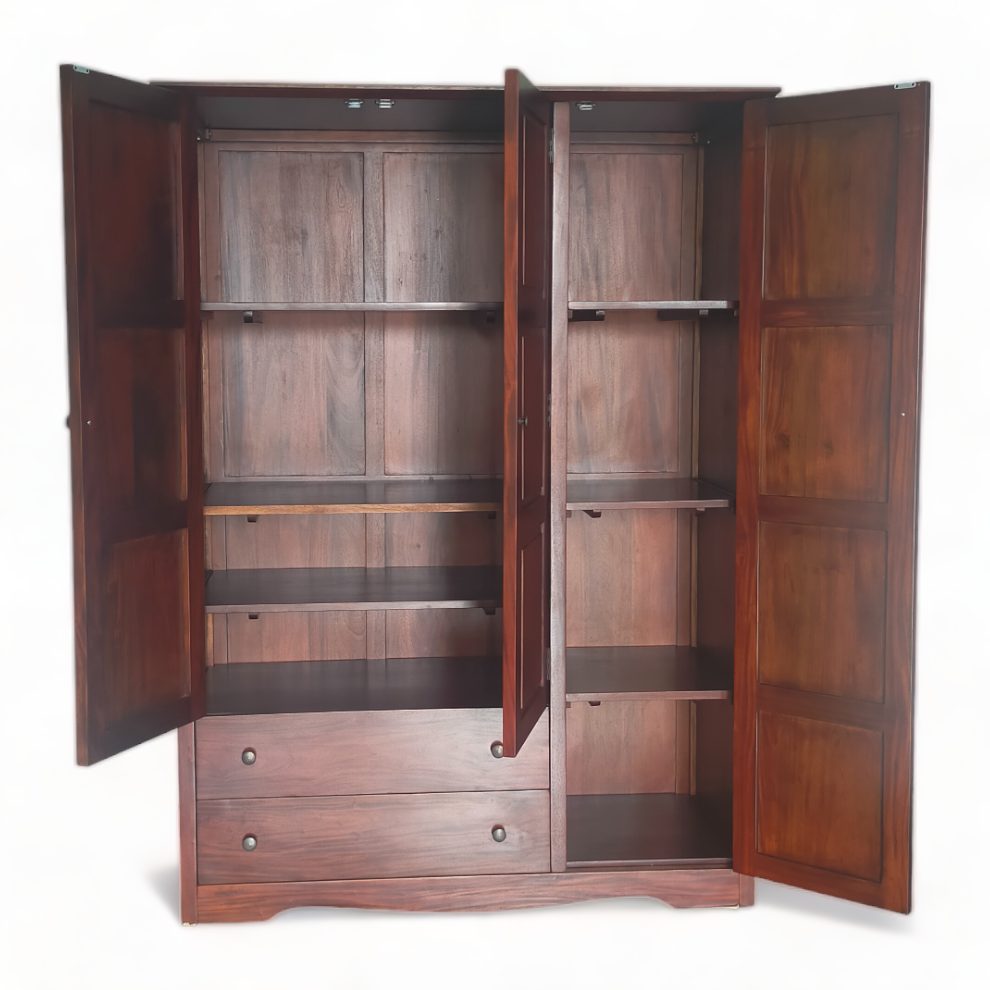 solid wood mahogany wardrobes 3 doors antique bedroom furniture luxury wardrobe clothes organizer for Closet wood Armoire