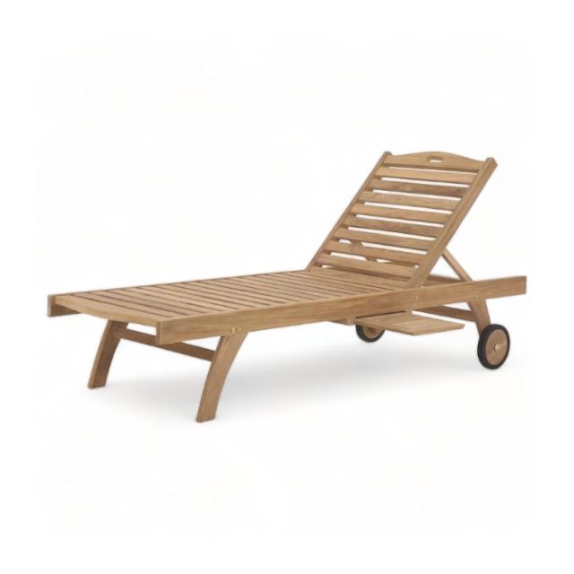 Modern Design Teak Sun Lounger Comfortable Outdoor Solid Wood Sunbed for Hotel Pool and Beach Relaxing Garden Patio Furniture