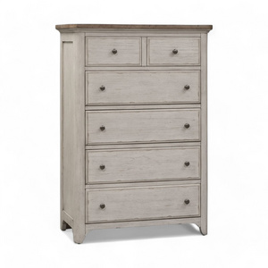 Classic Furniture White Wooden Chest of Drawers in Farmhouse style Standing Cabinet 6 Drawers Dresser for Bedroom