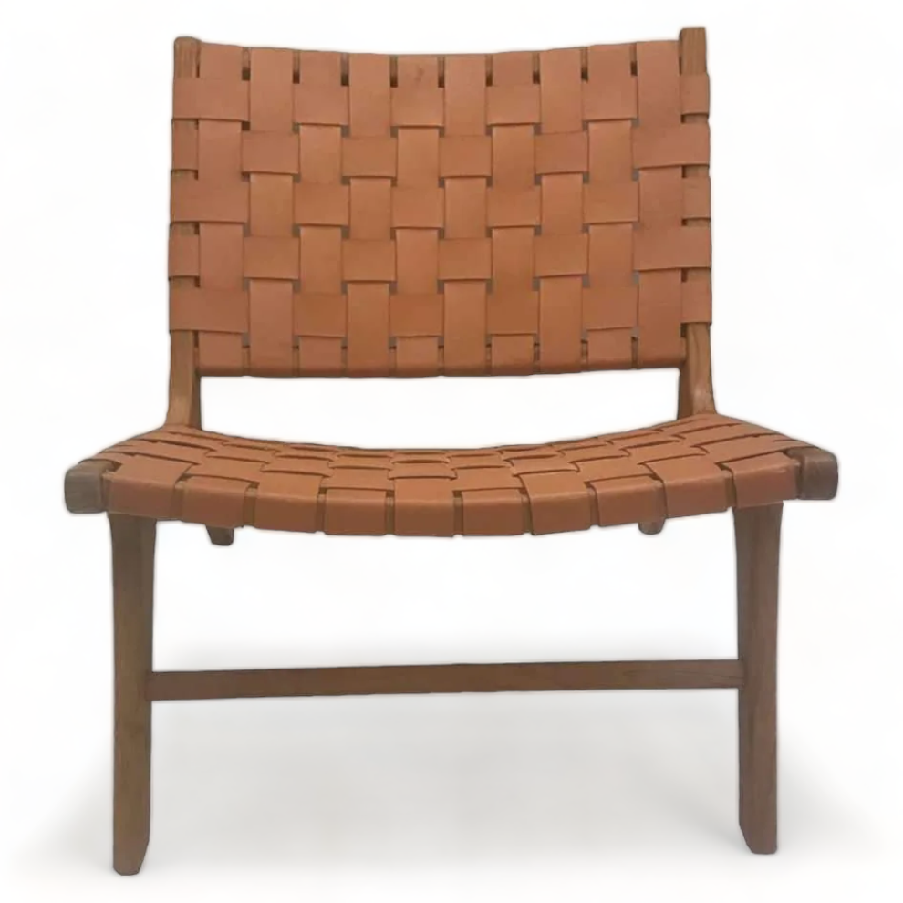 Living Furniture Teak Relax Chair With Weaving Leather Modern Wood Lazy Chair Can Use Product Outdoor Furniture And Garden Sofas