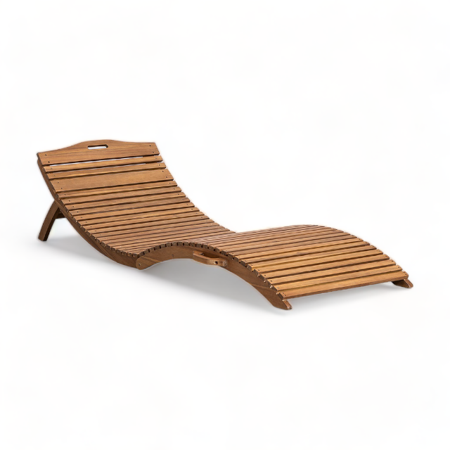 Modern Outdoor Furniture beach loungers chair curved teak wood sun bed Garden Furniture picnic folding teak sun loungers