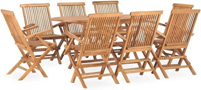 Cheap Teak Folding Outdoor Dining Set Foldable Garden Furniture Wood Dining Room Set Patio Dining Table set for  8 Arm Chairs