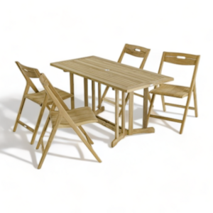 Dinning Table Set 4 with Teak Wood Folding Table and Folding Chair Set Hotel Luxury Restaurant Outdoor Furniture