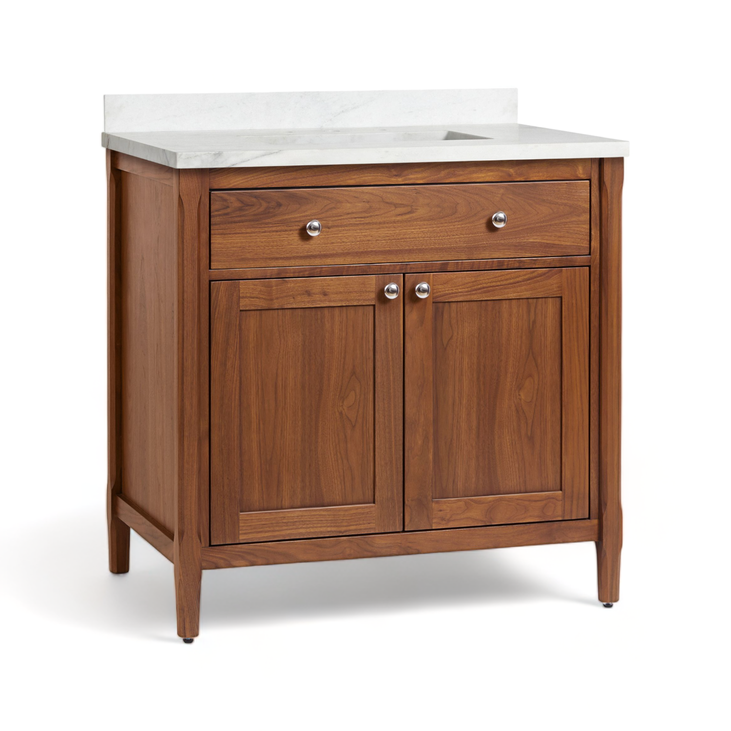 Classic Solid Wood Bathroom Cabinet Vanities in Soft Close Door and Drawers with Teak Wood in Walnut Color Single Vanity Cabinet