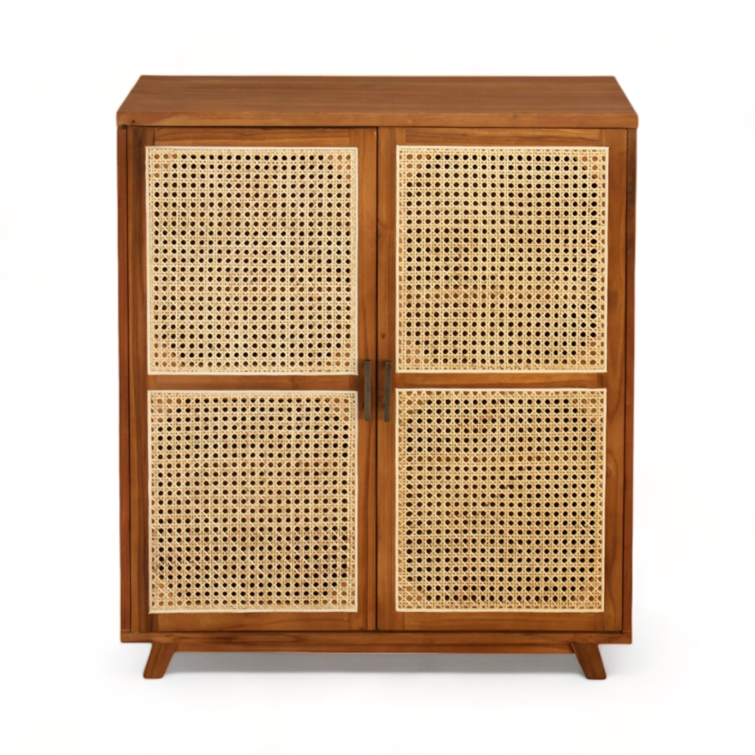 Multifunction Teak Shoe Rack Cabinet Entry with Rattan Doors in Modern Design Small Cabinet Display for Living Room Cabinet