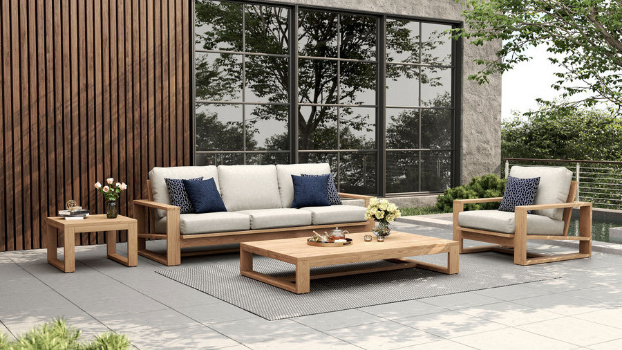 Modern New Teak outdoor furniture set solid wood sofa  garden sets for Hotel from Indonesia - Teak A Lounge Sofa Garden Set