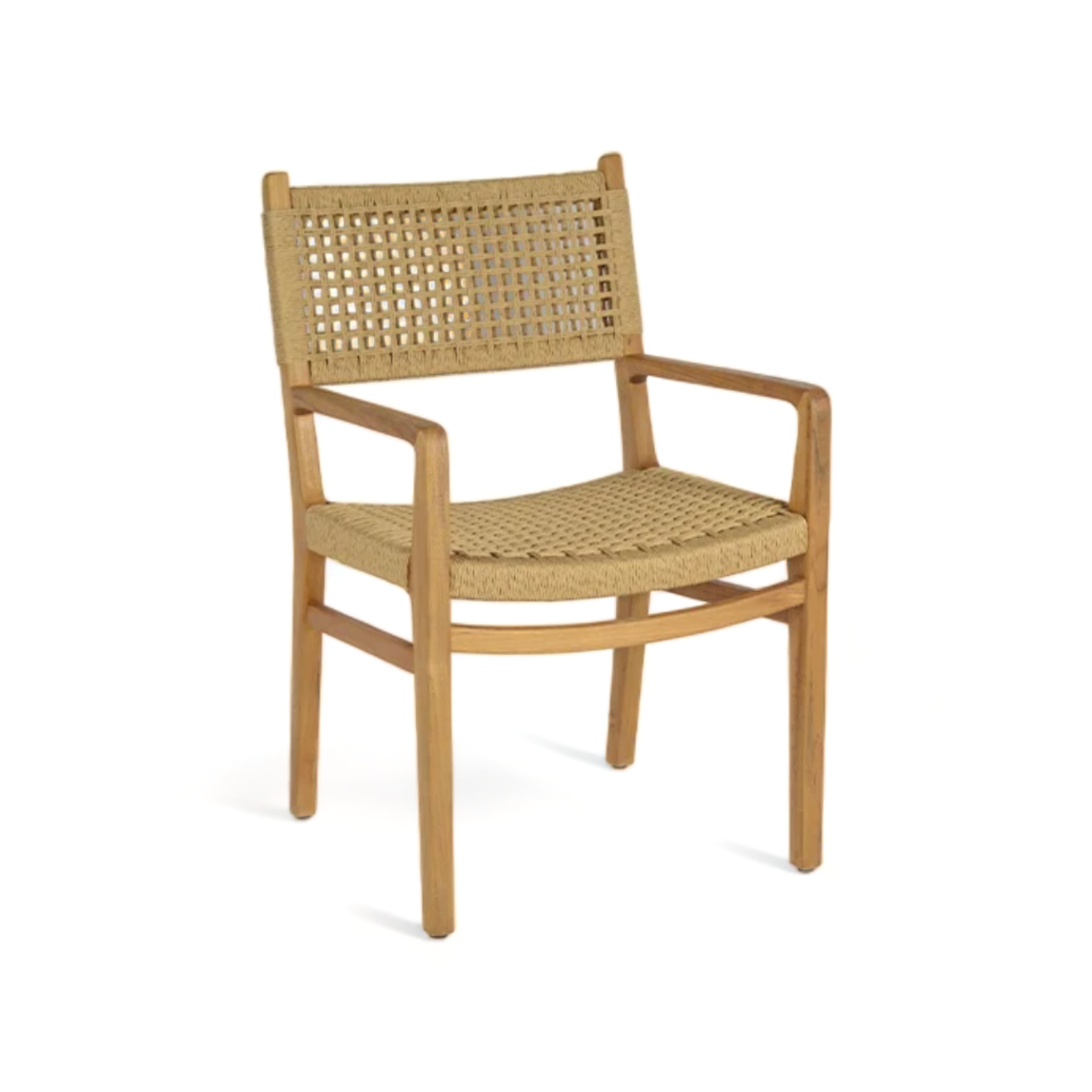 Modern Design Teak Patio Furniture in Solid Teak Outdoor Chair with Hand woven Rope for Home Garden Park Wooden Dining Chair