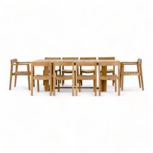 High Quality Modern Garden Table Set for 10 Chair with Unfinished Teak Wood Outdoor Dining Set Luxury Villa Furniture