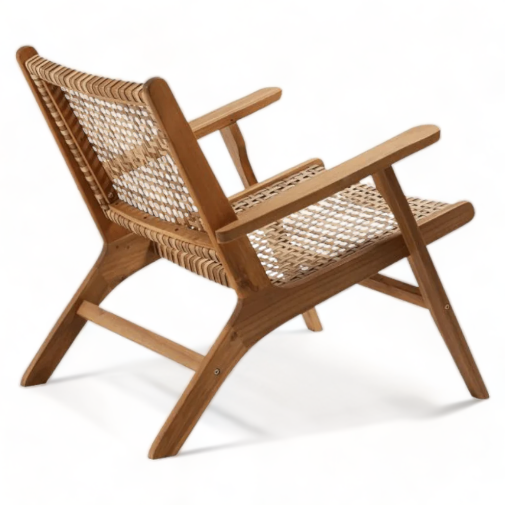 Comfortable and Modern Outdoor Wicker Home Living Relaxing Chair and Teak Wood Garden Lazy Sofa for Garden Furniture Indonesia