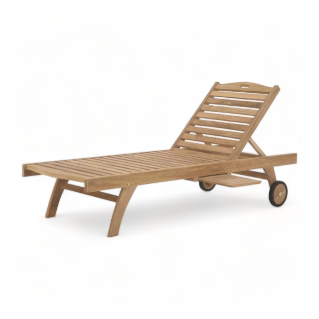 Modern Design Teak Sun Lounger Comfortable Outdoor Solid Wood Sunbed for Hotel Pool and Beach Relaxing Garden Patio Furniture