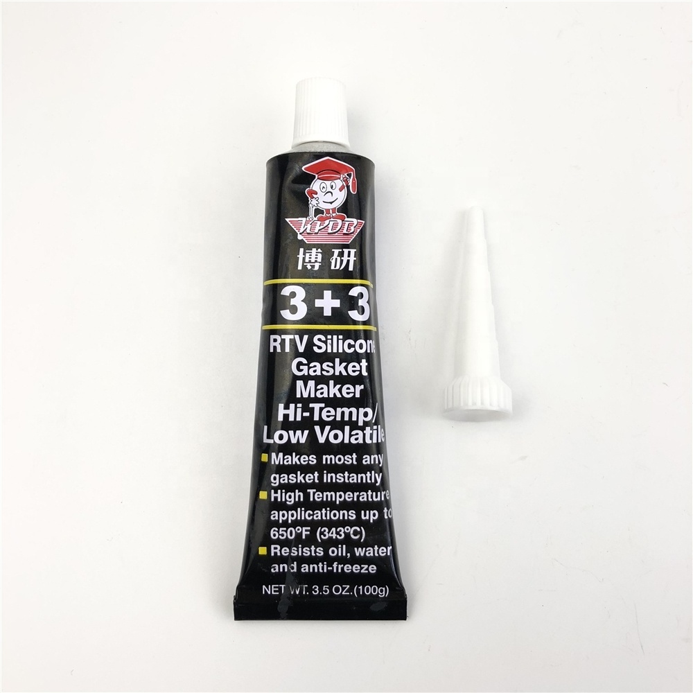 3+3 Brand 100g Car Automotive High Temperature BLACK Silicon Sealing RTV Silicone Sealant Gasket Maker