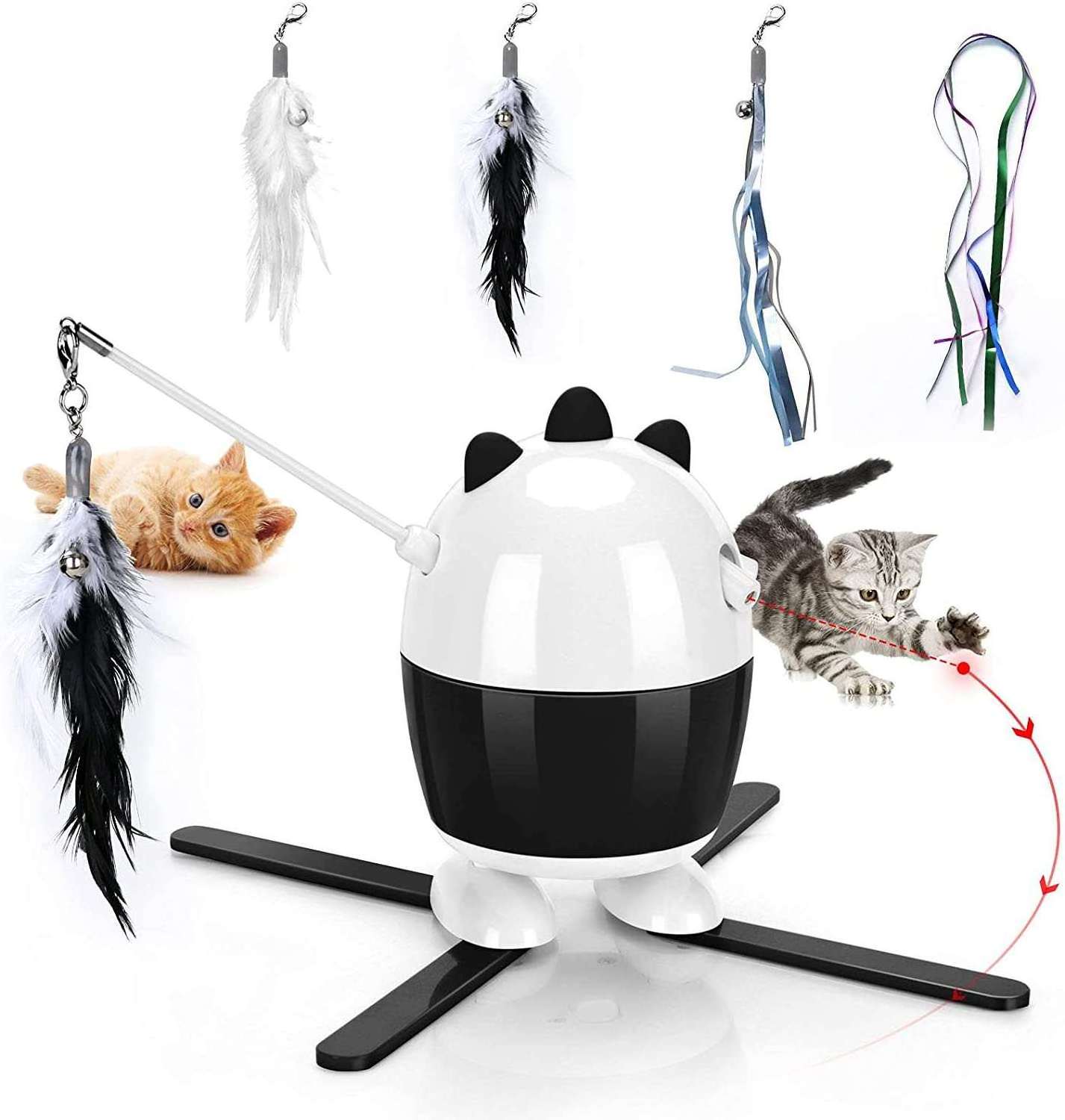 Automatic Rotating Pet Cat Laser Toy for Cat Exercising Fashion Designed Interactive Electronic Cat Feather Teaser