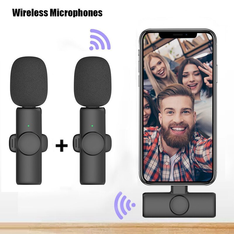 2 In 1 Portable Lapel Wireless Mini Recording Microphone K11 Wireless Lavalier Microphone For Video Recording Vlog