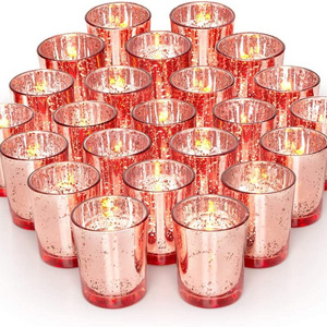 Speckled Mercury Gold Glass Candle Holder Bulk for Wedding Table Centerpiece Thanksgiving Christmas Party