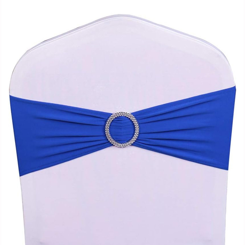 Highly Stretchable Spandex Chair Sashes Bows Elastic Chair Cover Band With Buckle Slider For Wedding Party Banquet Decoration