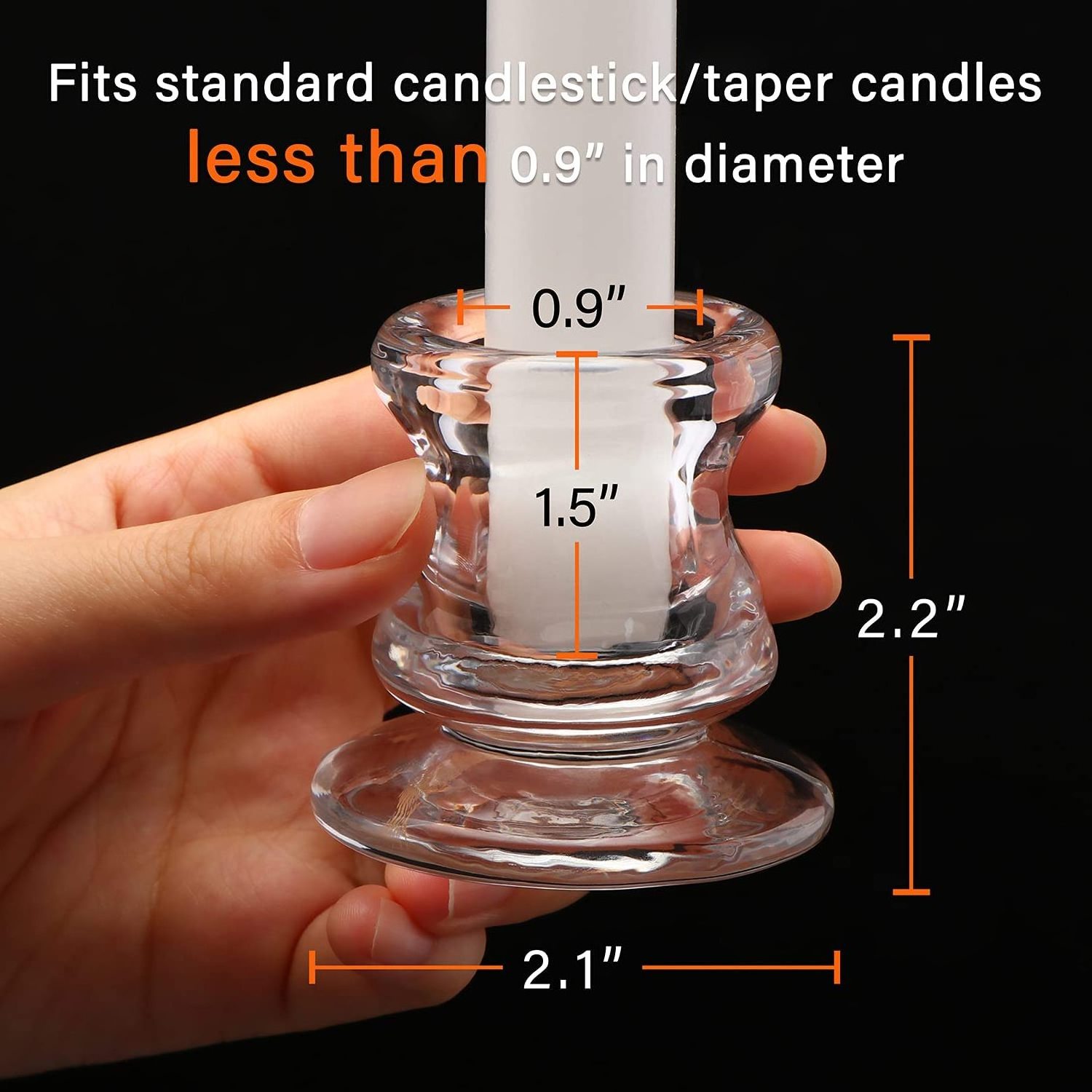 Clear Glass Candlestick Holders, Set of 4 Taper Candle Holders for Wedding Decoration and Dinning