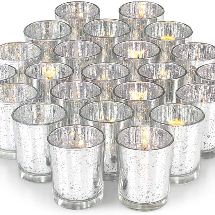 Hot Sell Silver Votive Candle Holders Set Tea Lights Candles Holders for Wedding Party Decorations