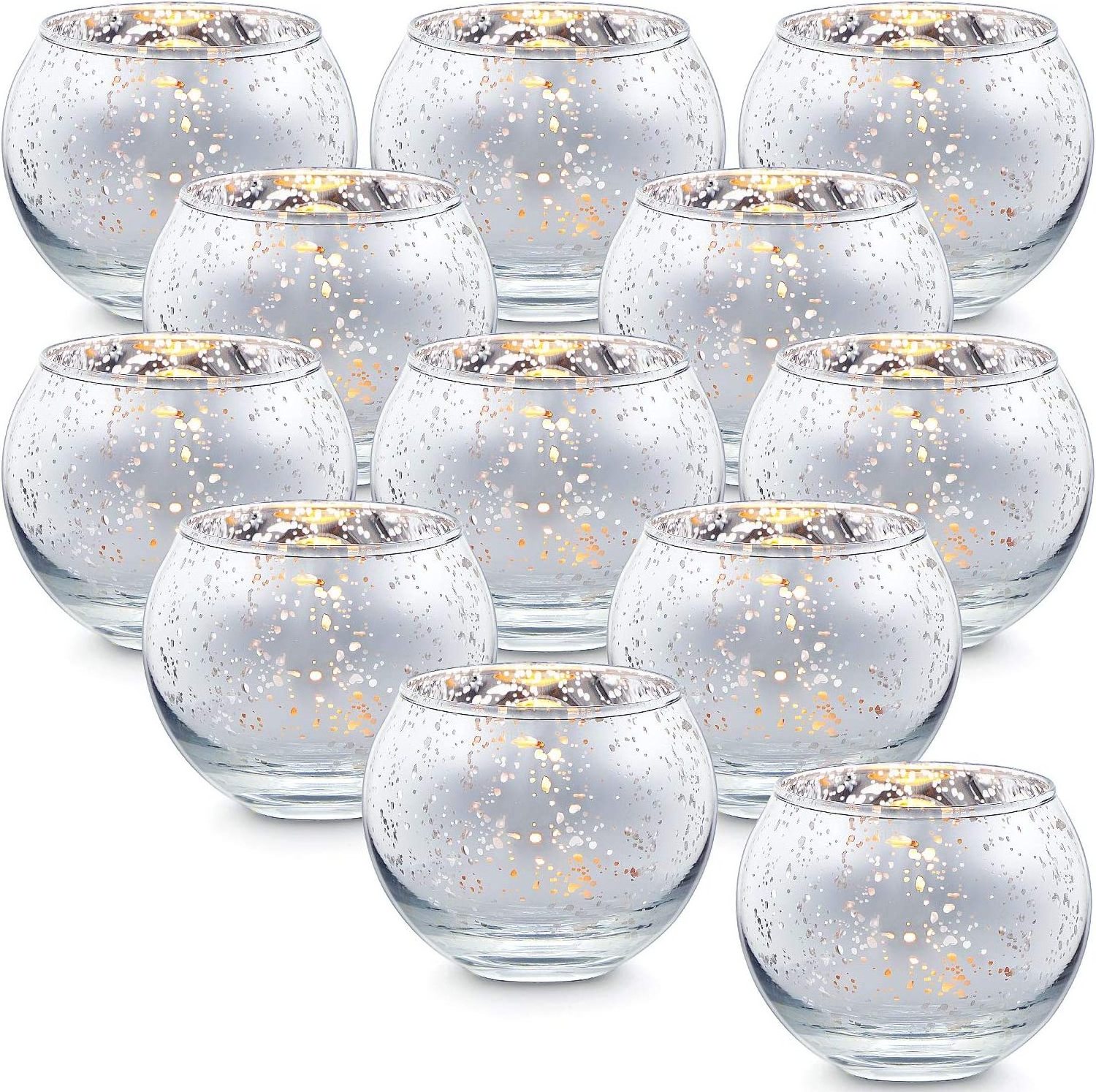 Diamond Star Votive Candle Holders Mercury Glass Tealight Candle Holder Ice Cracked Glass Bowl Candle Holder for Home Wedding