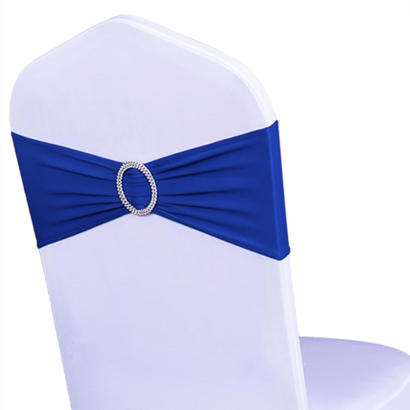 Highly Stretchable Spandex Chair Sashes Bows Elastic Chair Cover Band With Buckle Slider For Wedding Party Banquet Decoration