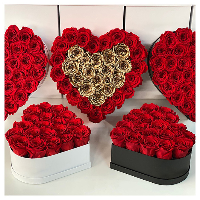 Hot Selling Red Color Valentines Day Gift Eternal Forever Rosas Eternas Immortal Eternelle Boxed Rose Preserved Flower