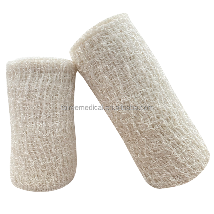 Medical Natural white compression spandex elastic crepe bandage 15cm with clips