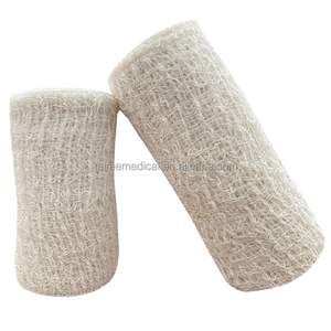 Medical Natural white compression spandex elastic crepe bandage 15cm with clips