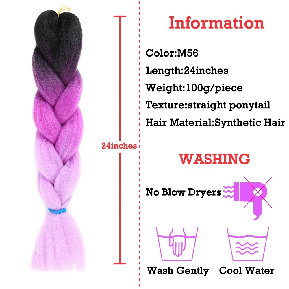 Free Sample Hair Extension Wholesale for African Braids Ombre Expression Jumbo Hair Braid Synthetic Braiding Hair